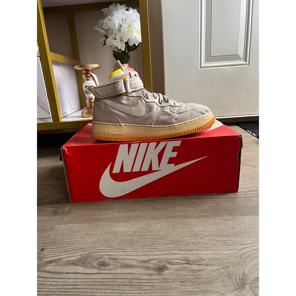 Nike Air Force 1 Mid Canvas Men's Desert Sand Vivid Sulfur AH6770-002 Size 9